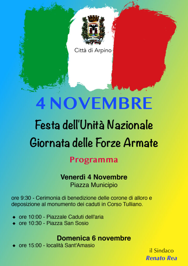 4 NOVEMBRE. Festa dell’Unità nazionale. Giornata delle Forze armate.