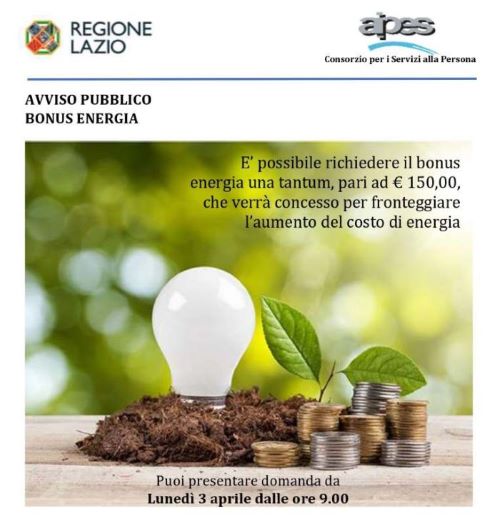 AIPES. Avviso pubblico “Manifestazione di interesse per l’attribuzione di aiuti economici una tantum, provenienti dal Fondo regionale per il rincaro energia, in favore dei nuclei familiari per il pagamento delle utenze domestiche di energia elettrica”.