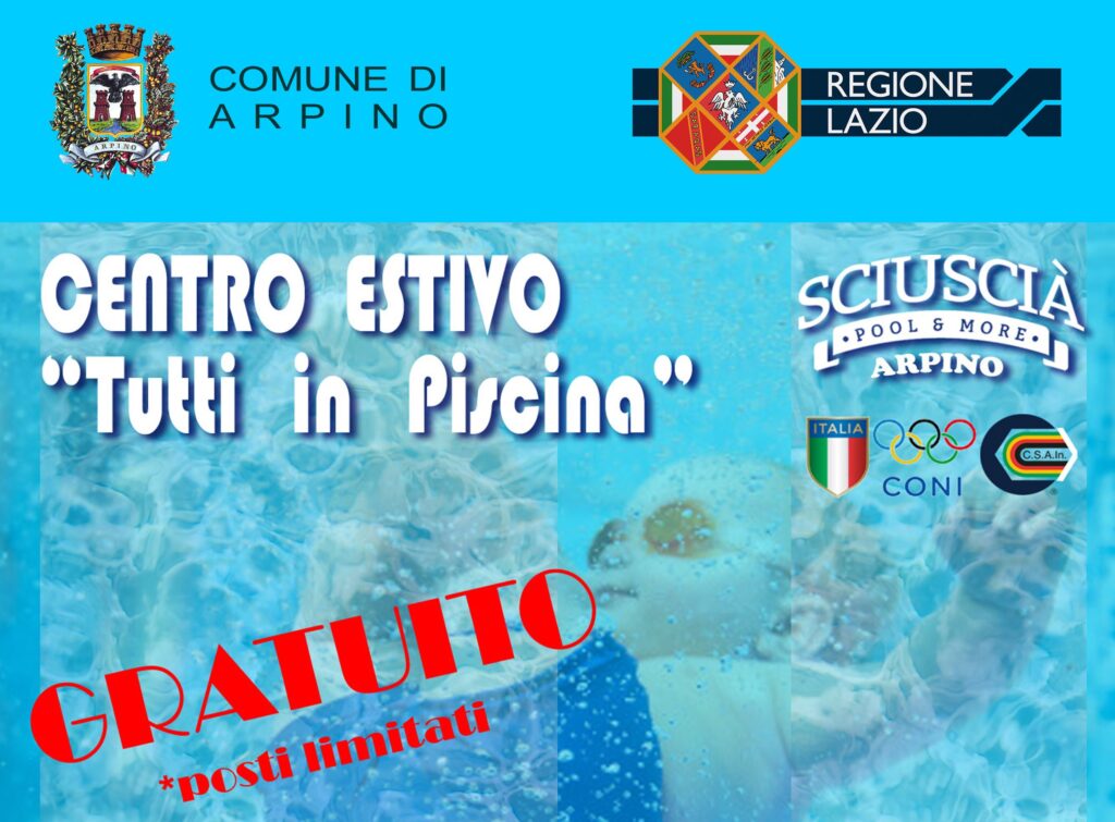 CENTRO ESTIVO GRATUITO “TUTTI IN PISCINA”.