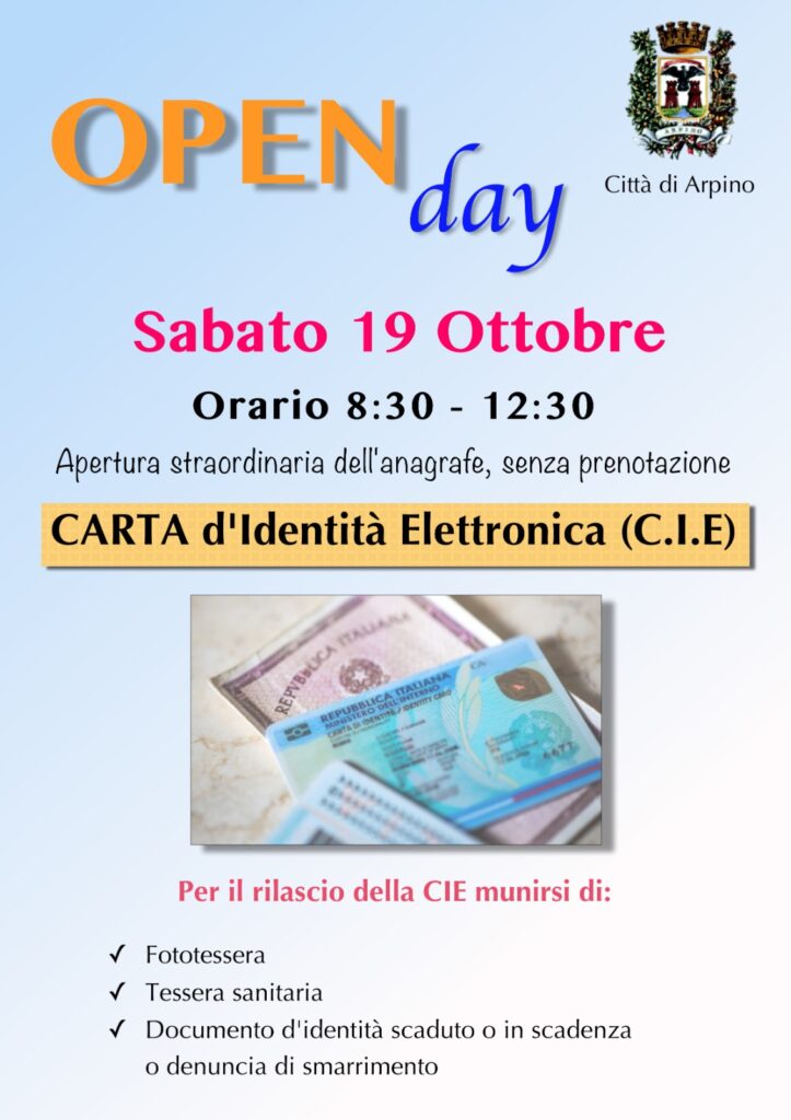 OPEN DAY CARTA D’IDENTITA’ ELETTRONICA.